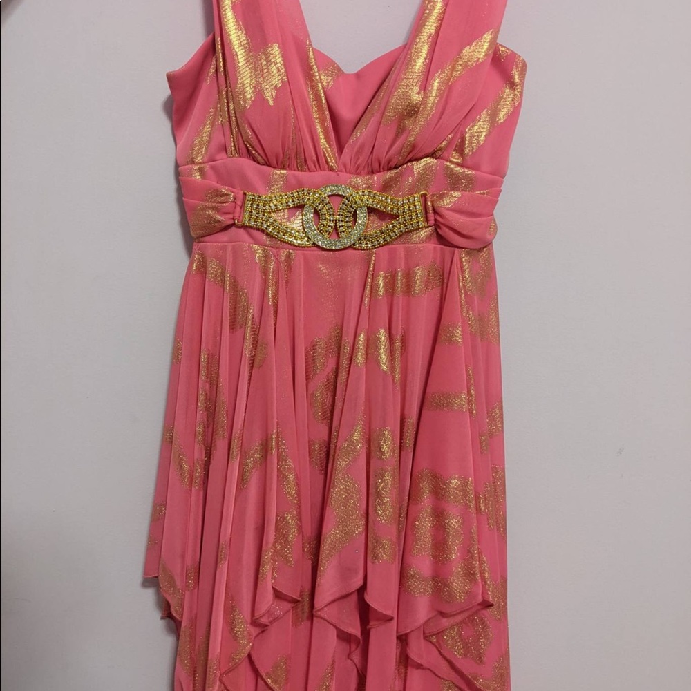 NWT Betsy & Adam Hot Pink And Gold Dress #NWT